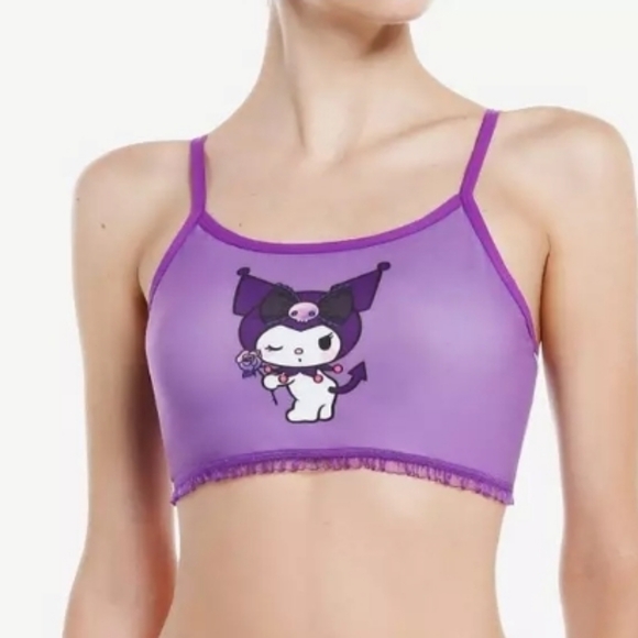 HT Kuromi Purple Lace Bow Bralette - Picture 1 of 4